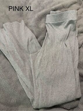 PINK Cozy Ribbed Leggings in Light Gray